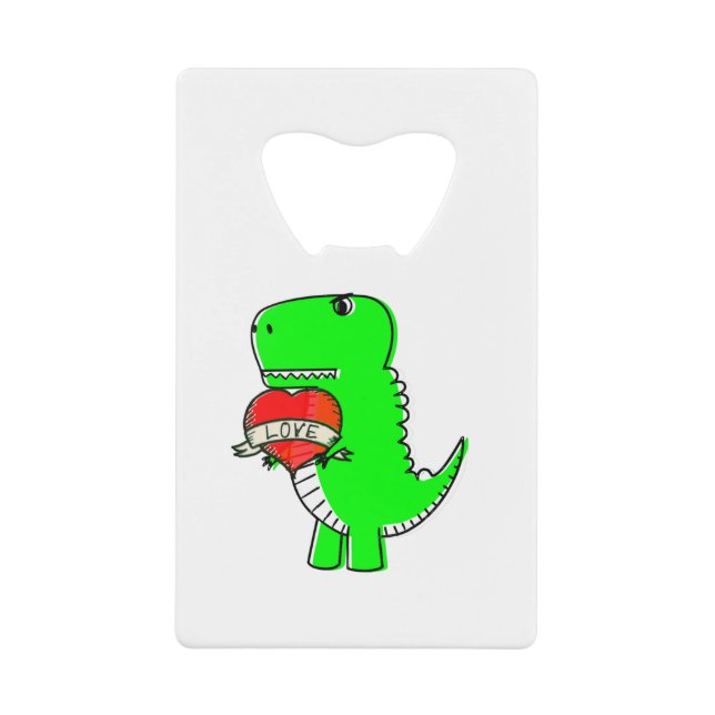 Abrebotellas De Tarjeta De Crédito Dinosaurio Día de San Valentín lindo (Anverso)