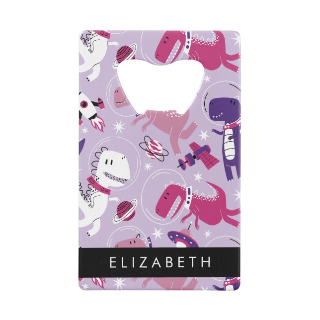 Abrebotellas De Tarjeta De Crédito Dinosaurios Espaciales, Dinosaurios Cutos, Estrell (Anverso)