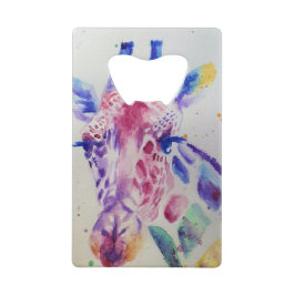 Abrebotellas De Tarjeta De Crédito Diseño de acuarela animal de jirafa colorida