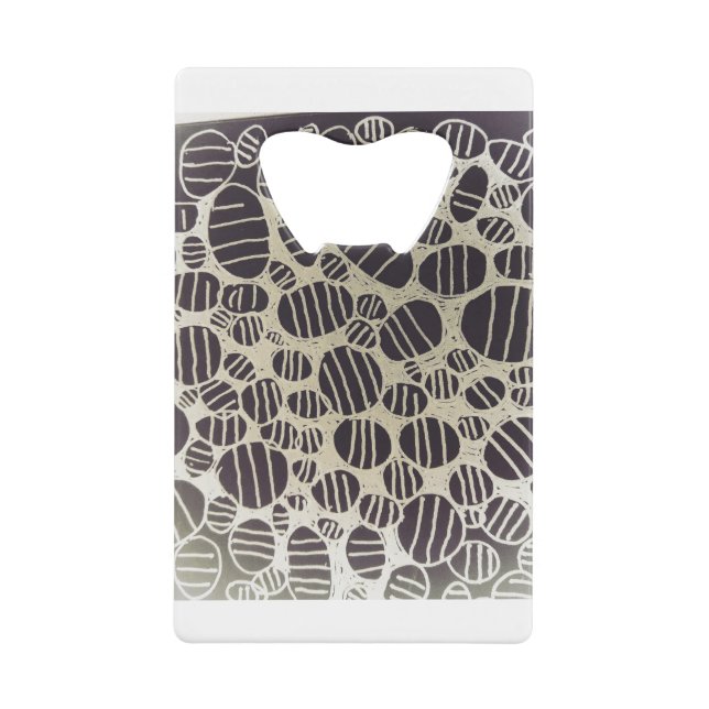 Abrebotellas De Tarjeta De Crédito Diseño de arte abstracto redondo en blanco y negro (Anverso)