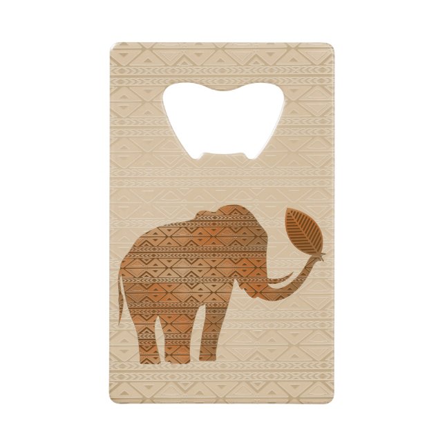 Abrebotellas De Tarjeta De Crédito Diseño de arte tribal para elefantes (Anverso)