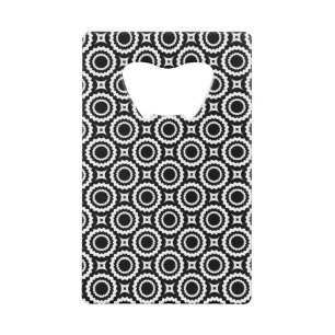 Abrebotellas De Tarjeta De Crédito Diseño de círculos de zigzag blanco y negro
