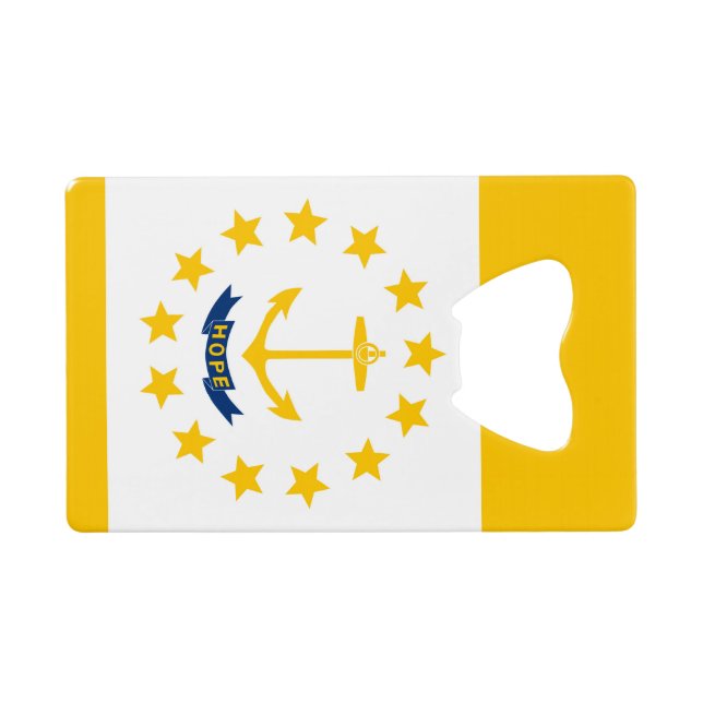 Abrebotellas De Tarjeta De Crédito Diseño de la bandera del estado de Rhode Island (Reverso Horizontal)