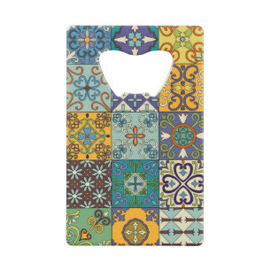 Abrebotellas De Tarjeta De Crédito Diseño de mosaicos de talavera portuguesa