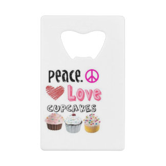 Abrebotellas De Tarjeta De Crédito Diseño de pastelitos de Peace Love Cupcakes