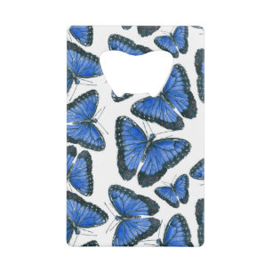 Abrebotellas De Tarjeta De Crédito Diseño de patrones de morfo azul de mariposa