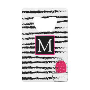 Abrebotellas De Tarjeta De Crédito Diseño de patrones rayados de Cactus rosa