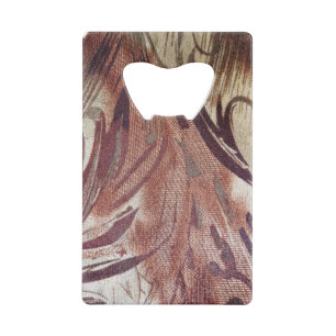 Abrebotellas De Tarjeta De Crédito Diseño floral marrón abstracto 2