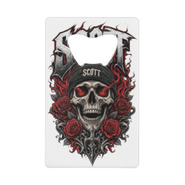 Abrebotellas De Tarjeta De Crédito Diseño personalizado de cráneo gótico Scott
