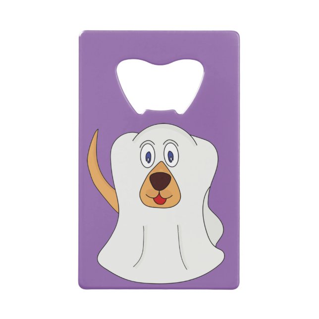 Abrebotellas De Tarjeta De Crédito Disfraz de Halloween fantasma para perros (Anverso)