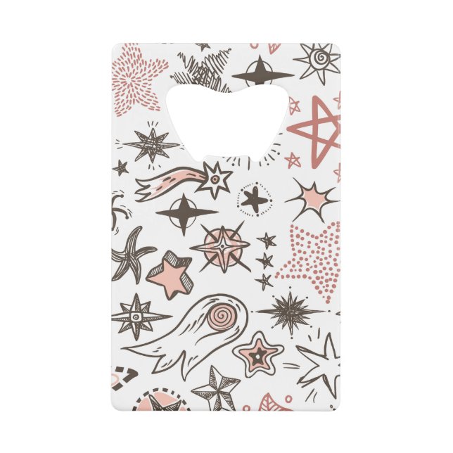 Abrebotellas De Tarjeta De Crédito Doodles cósmicos: estrellas y cometas (Anverso)