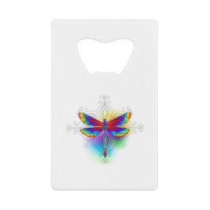 Abrebotellas De Tarjeta De Crédito Dragón poligonal arcoiris