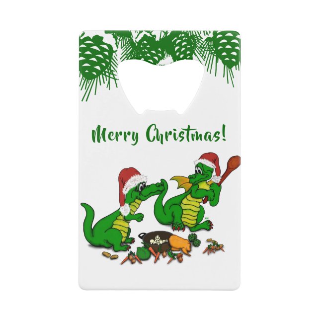 Abrebotellas De Tarjeta De Crédito Dragones - ¡Feliz Navidad! - hoy cocinaré (Anverso)
