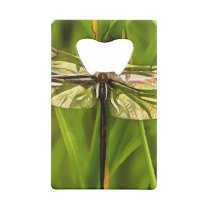 Abrebotellas De Tarjeta De Crédito Dragonfly Artificial En Marrón Y Amarillo En Verde