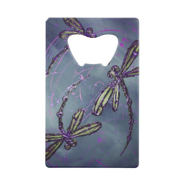 Abrebotellas De Tarjeta De Crédito Dragonfly Purple Night Flit (Reverso)
