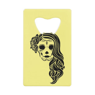 Abrebotellas De Tarjeta De Crédito El Día De La Calavera De Azúcar Del Tatuaje Muerto