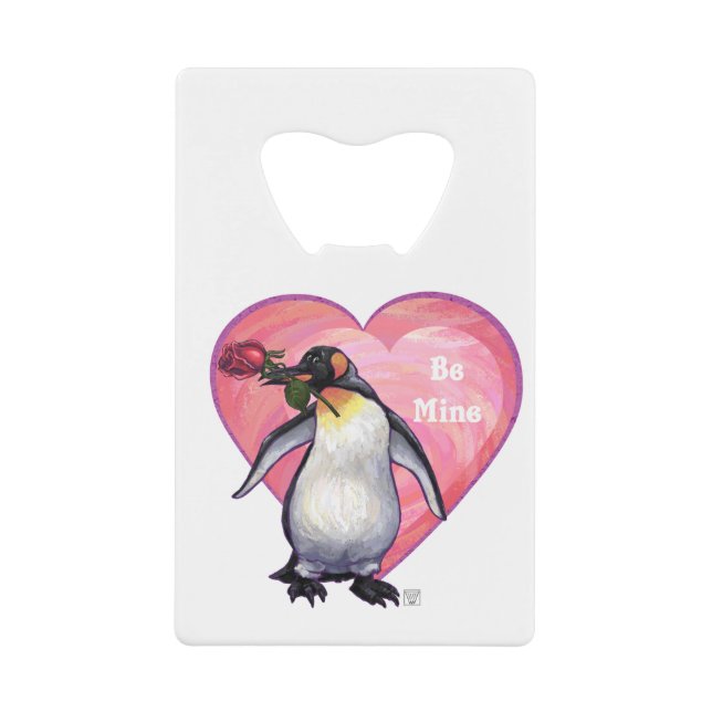 Abrebotellas De Tarjeta De Crédito El día de San Valentín Penguin (Anverso)