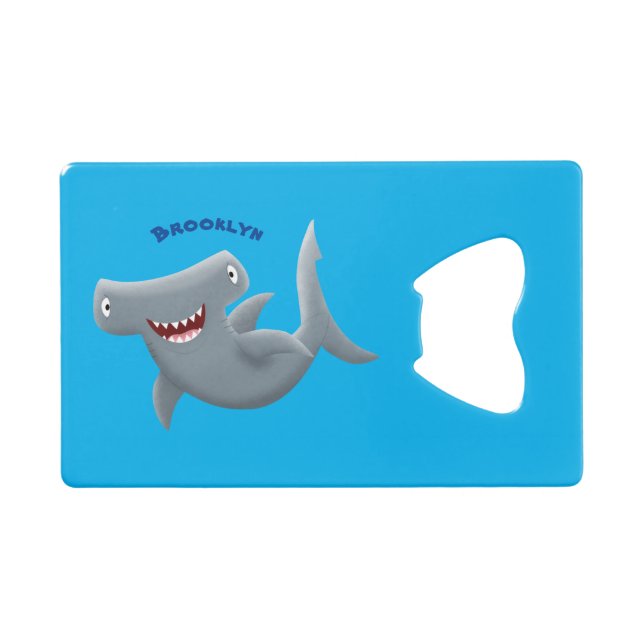 Abrebotellas De Tarjeta De Crédito El gracioso tiburón martillo personalizado (Anverso (Horizontal))