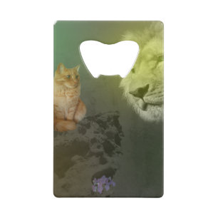 Abrebotellas De Tarjeta De Crédito El León Y El Apertura De La Botella De Acero Inoxi