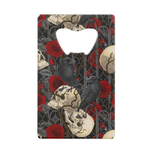 Abrebotellas De Tarjeta De Crédito El secreto de Raven. Ilustracion gótico oscuro y m