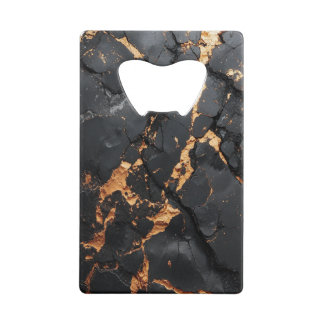 Abrebotellas De Tarjeta De Crédito Elegant Black Marble with Gold Veins Modern Art