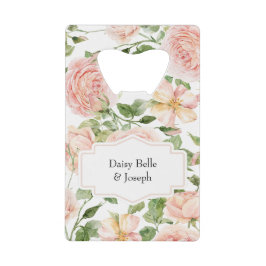 Abrebotellas De Tarjeta De Crédito Elegant Floral Botanical Rose Pink Wedding