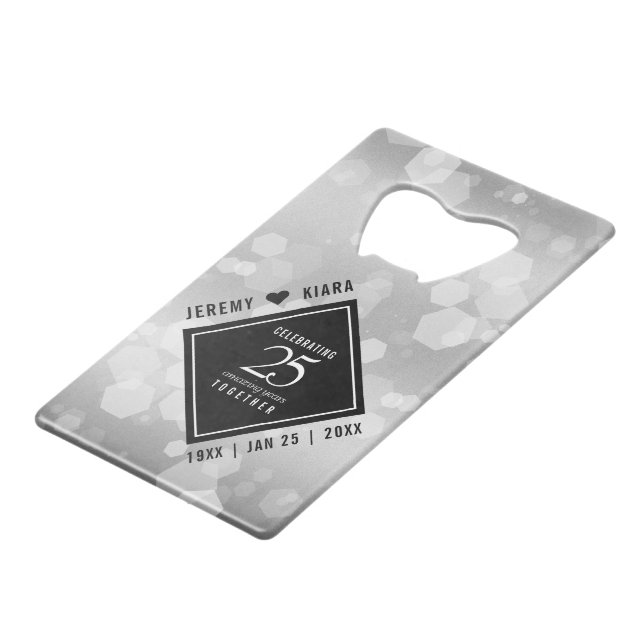 Abrebotellas De Tarjeta De Crédito Elegante 25° aniversario Boda de Plata (Ángulo frontal)