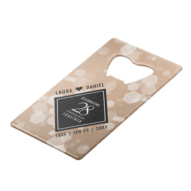 Abrebotellas De Tarjeta De Crédito Elegante celebración del 28º Aniversario del Boda  (Ángulo frontal)