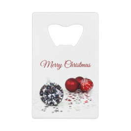 Abrebotellas De Tarjeta De Crédito Elegante Diamante y Ornamentos de Navidad Rojo