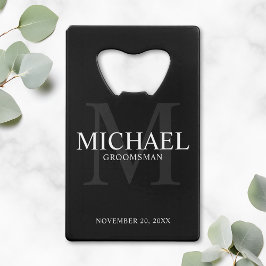 Abrebotellas De Tarjeta De Crédito Elegante Groomsmen Negro Personalizado