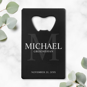 Abrebotellas De Tarjeta De Crédito Elegante Groomsmen Negro Personalizado