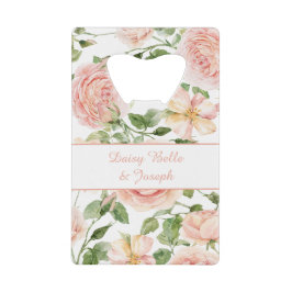 Abrebotellas De Tarjeta De Crédito Elegante jardín rosa rosa