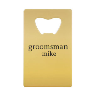 Abrebotellas De Tarjeta De Crédito Elegantes Groomsmen Personalizados con Oro