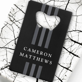 Abrebotellas De Tarjeta De Crédito Elegantes líneas oscuras modernas monogramadas neg