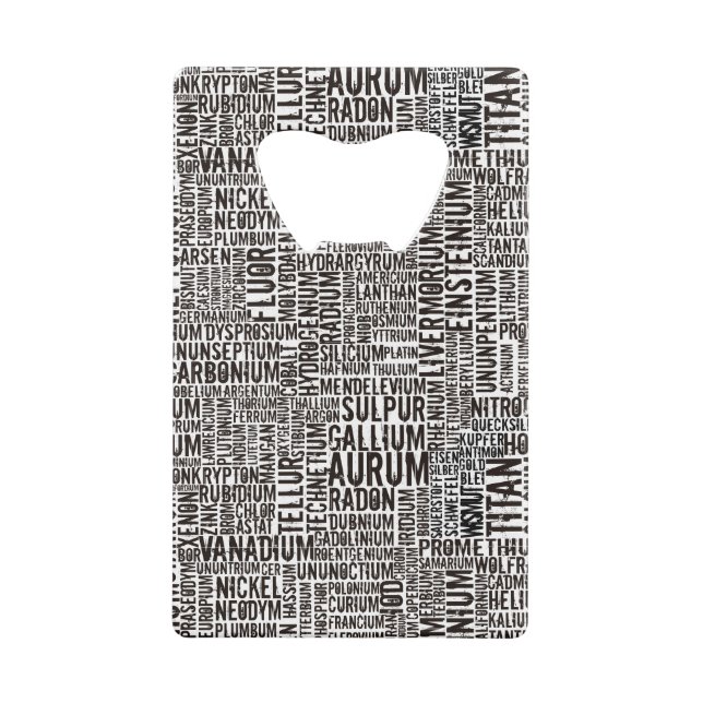 Abrebotellas De Tarjeta De Crédito Elementos químicos (Reverso)