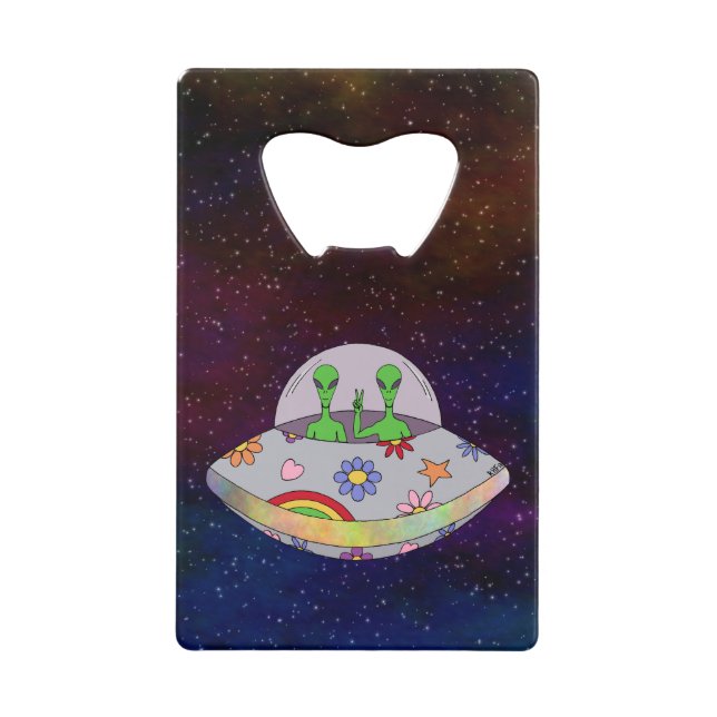 Abrebotellas De Tarjeta De Crédito Ellos vienen en paz OVNI (Anverso)