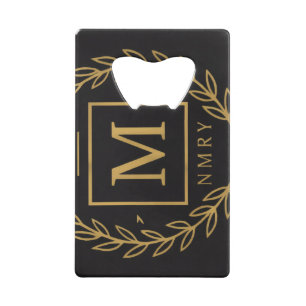 Abrebotellas De Tarjeta De Crédito "Emblema Real NMKY – Diseño de Cresta con Monogram