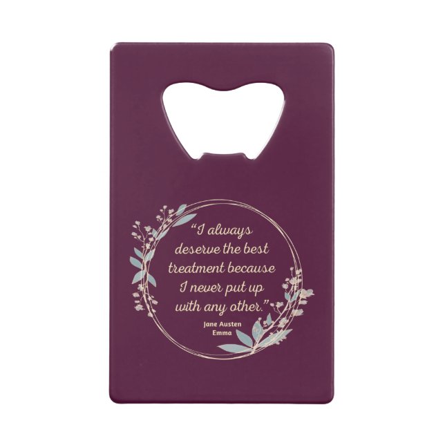 Abrebotellas De Tarjeta De Crédito Emma De Jane Austen Cita II - Estilo Cuto (Anverso)