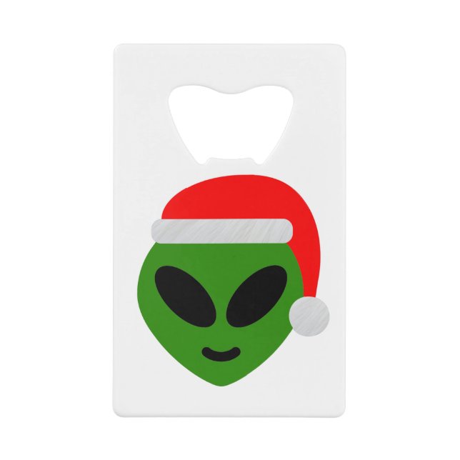 Abrebotellas De Tarjeta De Crédito emoji alienígena de santa verde (Anverso)