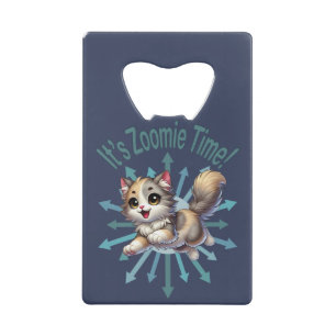 Abrebotellas De Tarjeta De Crédito Es el gato de Zoomie Time Cute Tricolor