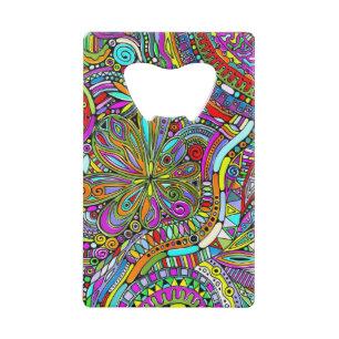 Abrebotellas De Tarjeta De Crédito Esbozo de arte de fantasía - Flores abstractas 1