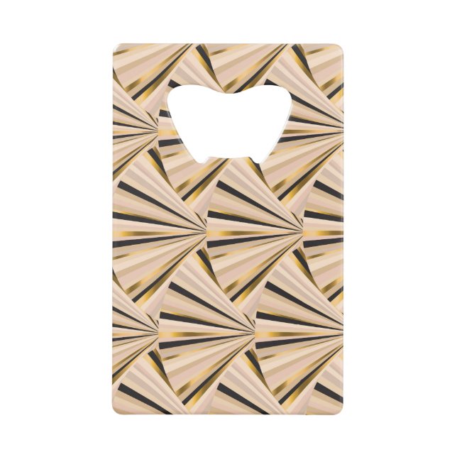 Abrebotellas De Tarjeta De Crédito Escalas Art Deco: Glamour dorado geométrico (Anverso)