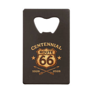 Abrebotellas De Tarjeta De Crédito Escudo del Centenario de la Ruta 66 1926-2026