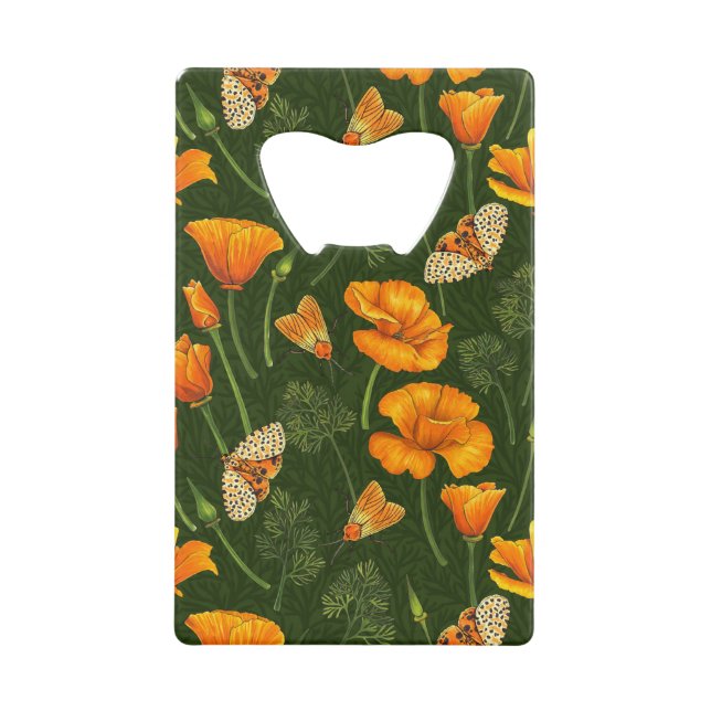 Abrebotellas De Tarjeta De Crédito Espías y polillas de California en verde oscuro (Anverso)