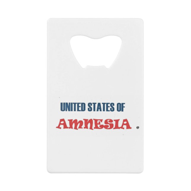 ABREBOTELLAS DE TARJETA DE CRÉDITO ESTADOS UNIDOS DE AMNESIA (Anverso)