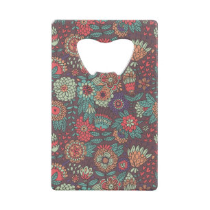 Abrebotellas De Tarjeta De Crédito Estampado de flores colorido en estilo del dibujo
