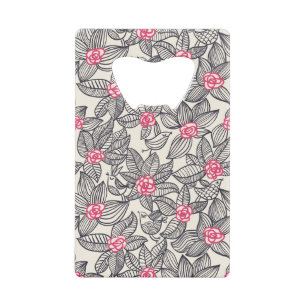 Abrebotellas De Tarjeta De Crédito Estampado de flores con los pájaros del dibujo