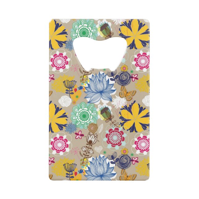Abrebotellas De Tarjeta De Crédito Estampado de flores en el estilo retro 3 (Anverso)
