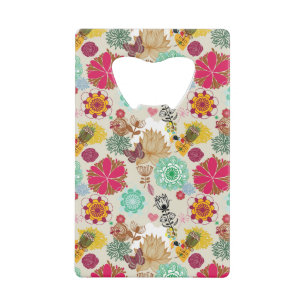 Abrebotellas De Tarjeta De Crédito Estampado de flores en estilo retro