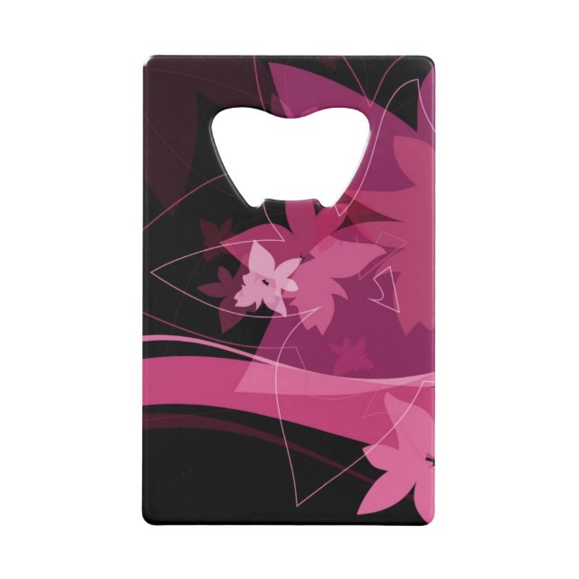 Abrebotellas De Tarjeta De Crédito Estampado de flores magenta (Anverso)
